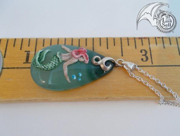 Mermaid on Dyed Green Agate Pendant picture