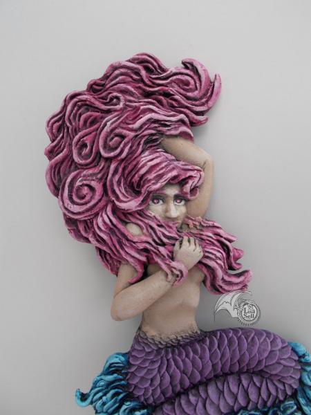 Resin Mermaid Wall Hanging Art - Pink & Purple picture