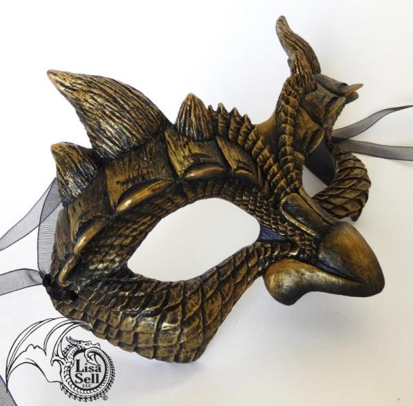 Dragon Face Mask - Metallic Gold and Black picture