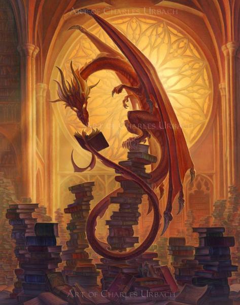 Dragon Blank Greeting Card x5 Set Library Fantasy Magic Spell Book Blank Greeting Card x5 Set Stationery picture