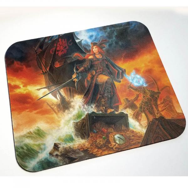 Pirate Queen Mouse Pad Fantasy Art Treasure Sorceress RPG Dungeons Dragons Gygax Swashbuckler Sword Hat