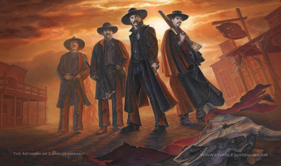 Gaming Play Mat Doomtown Art Western Tombstone Wyatt Earp Doc Holiday Gunslinger Cowboy Game