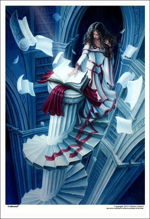 Fantasy Art Print 13x19" Sorceress Queen Princess Wicca Library Magic Spell Book