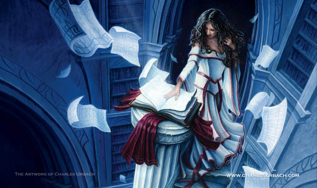 Gaming Play Mat Sorceress Library Librarian Magic Wicca Spell Book Tome CCG TCG LCG Card Game