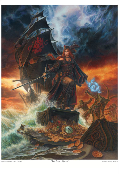 Fantasy Art Print 13"x19" Pirate Queen Dungeons Dragons Gygax Sorceress Swordswoman Lady Rapier
