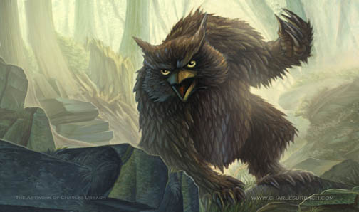 Gaming Play Mat Fantasy RPG Owlbear Art Game Classic OSR Dungeons Dragons D&D Monster