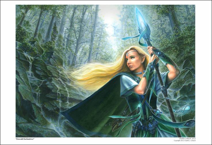 Fantasy Art Print 19"x13" Elf Sorceress Princess Woman Lady Forest Elvish High Fantasy