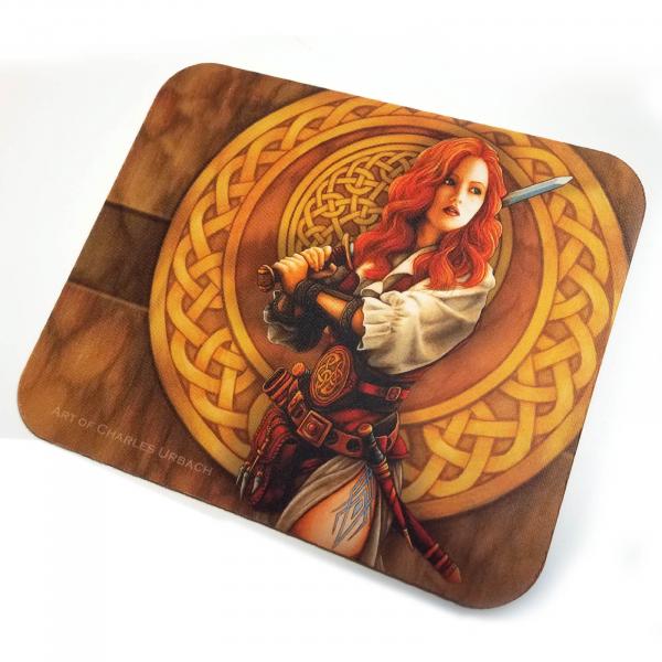 Celtic Art Mouse Pad Fantasy Redhead Woman Warrior Highland Celt Outlander Rogue Highlander