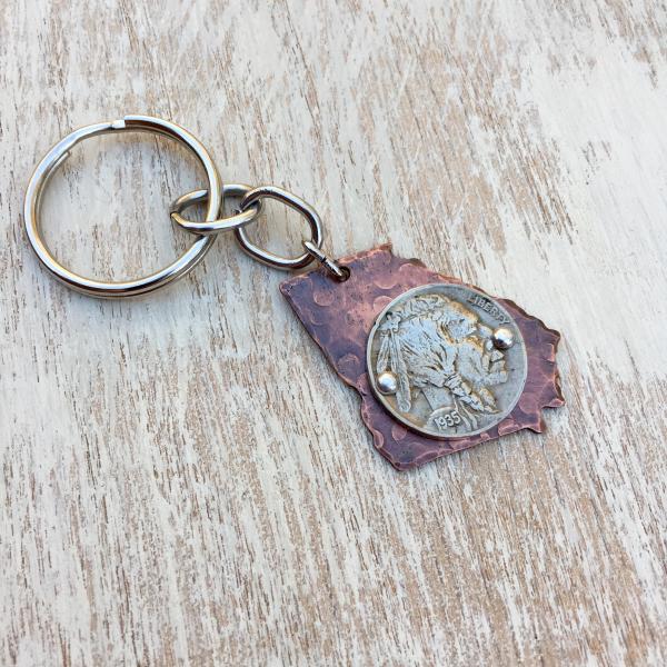 Georgia Keyring with Buffalo Nickel picture