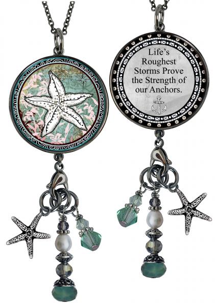 Starfish Reversible Circular Charm Necklace