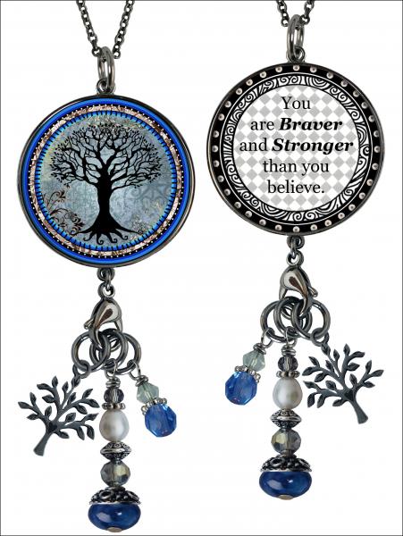 Blue Tree of Life Reversible Circular Beaded Necklace