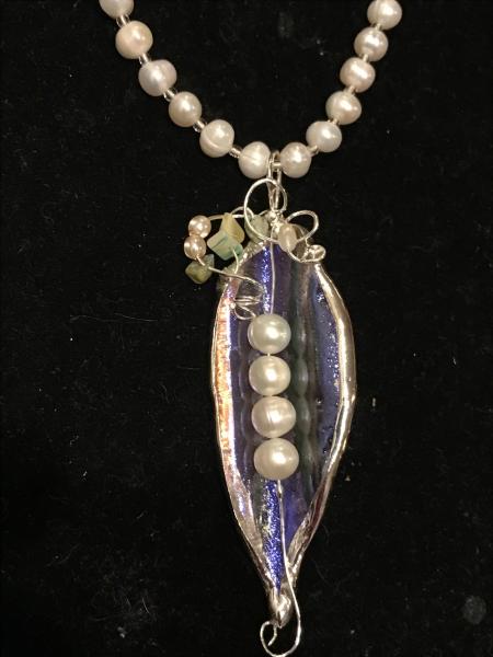 Pearl Necklace with Blue/Pearl Pendant picture