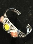 Bracelet - 3 Stone Wire Cuff Yellow-Orange