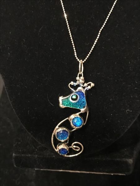 Necklace - Seahorse in Blues