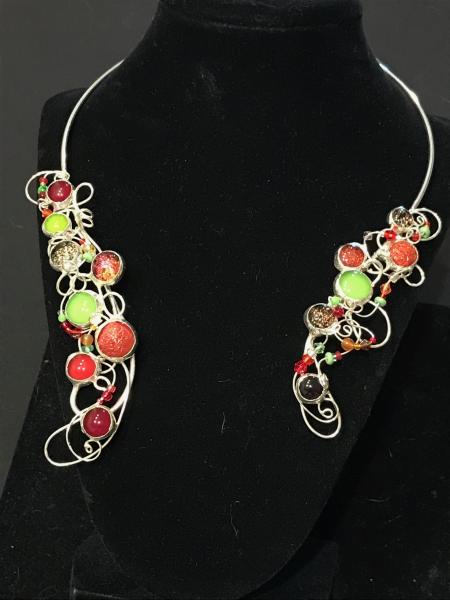 Collar - Bold Red Blends in Swirl Design picture
