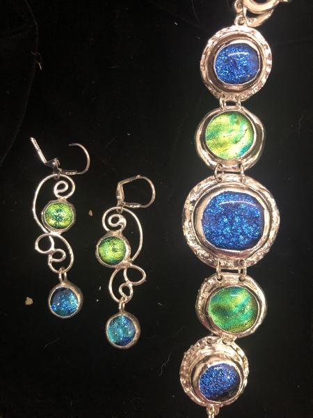 Blue & Green Bracelet & Matching Earrings picture