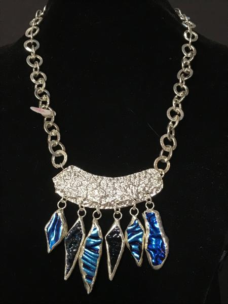 Necklace - Abstract Teardrop Design in Blue picture