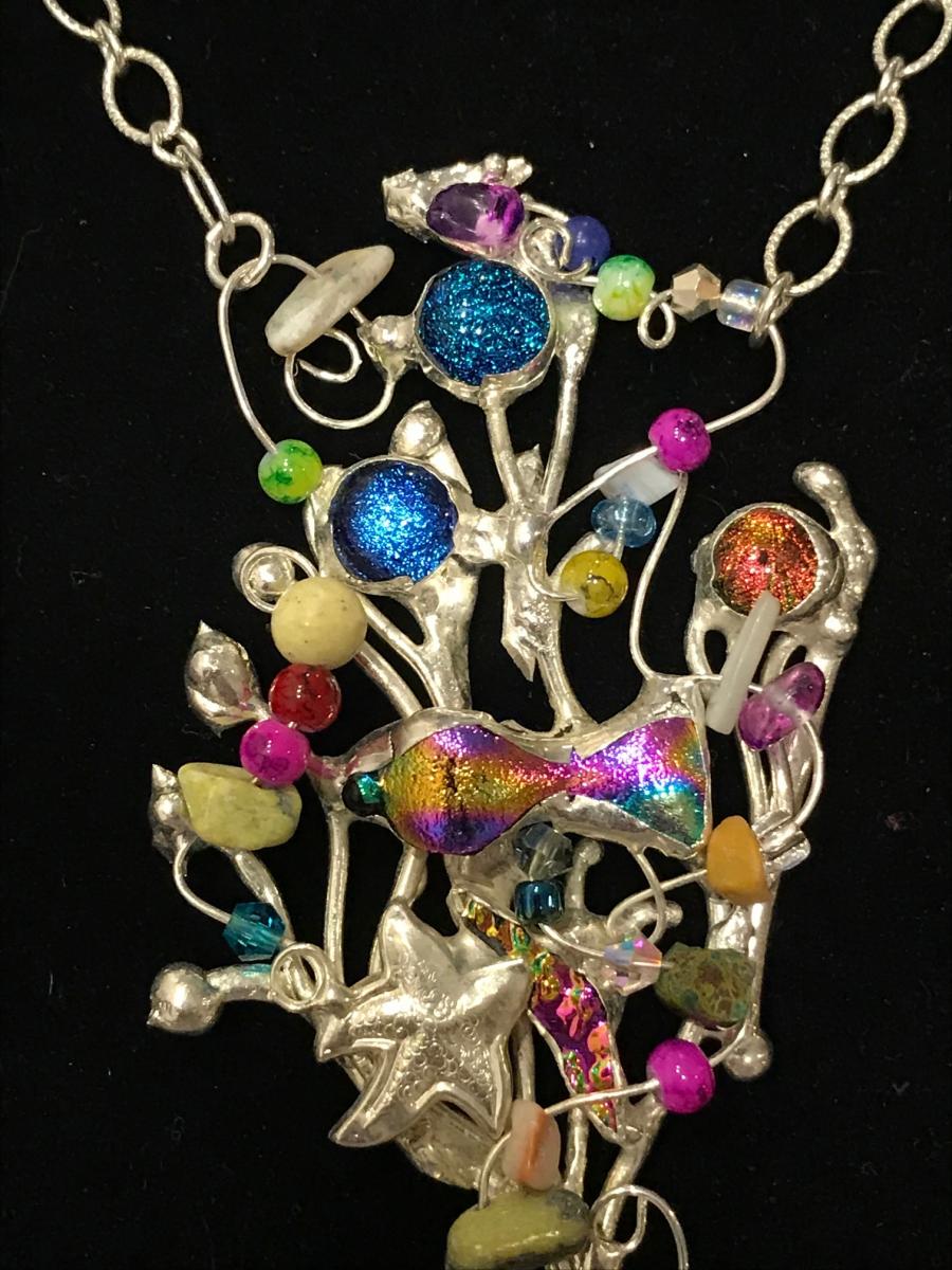 Necklace - Abstract Coral Design Multi Color picture