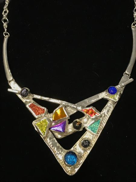 Necklace - Multi Color Abstract Tri Design picture