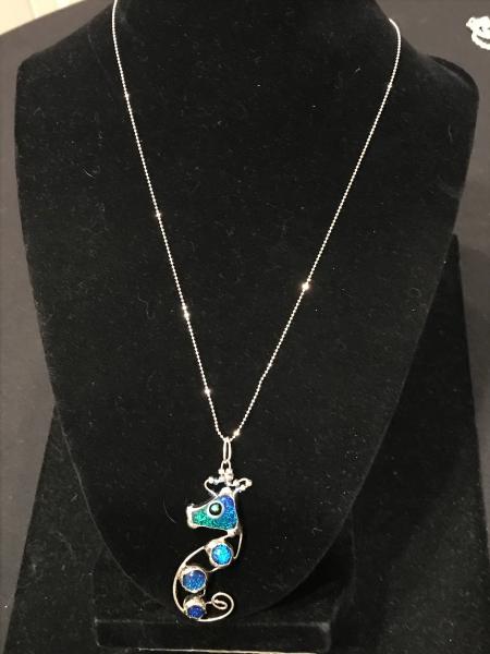 Necklace - Seahorse in Blues picture