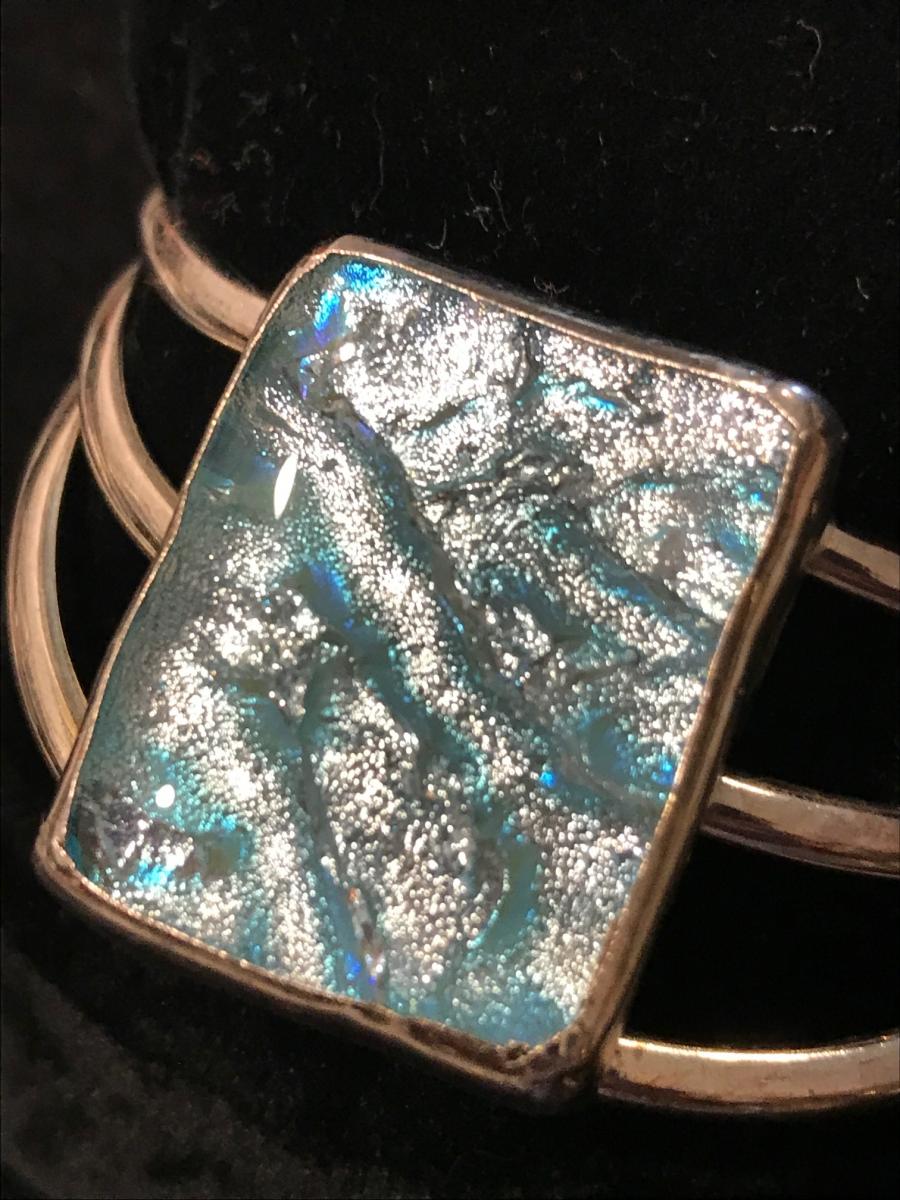 Bracelet - Cuff Design in Silver-Blue Stone picture