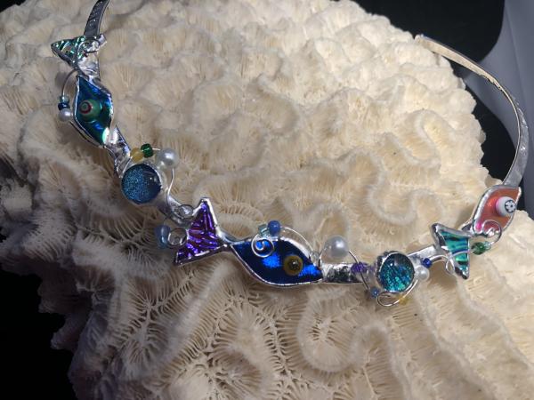 Fish Collar in Silver with Multi Colors