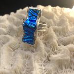 Blue Wavy Ring in Silver