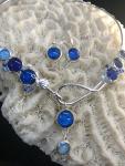 Silver Hinge Collar in Blues & Blue Earrings