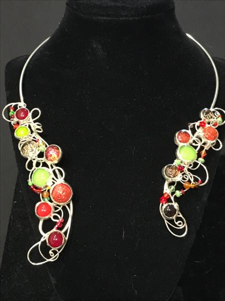 Collar - Bold Red Blends in Swirl Design