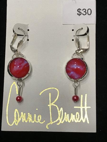 Earrings - Pinkish Red Single Stone