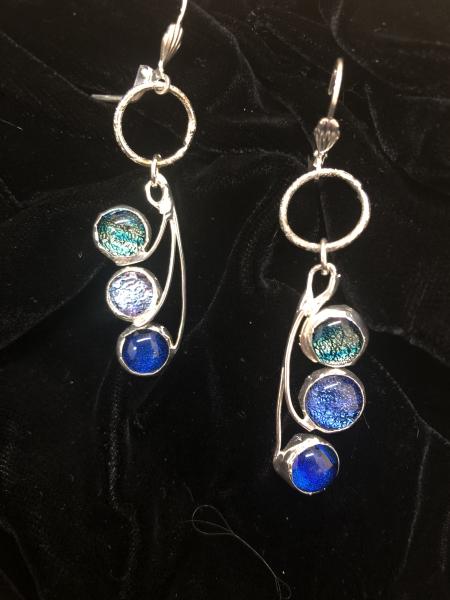 Tri-Blue Dangle Earrings