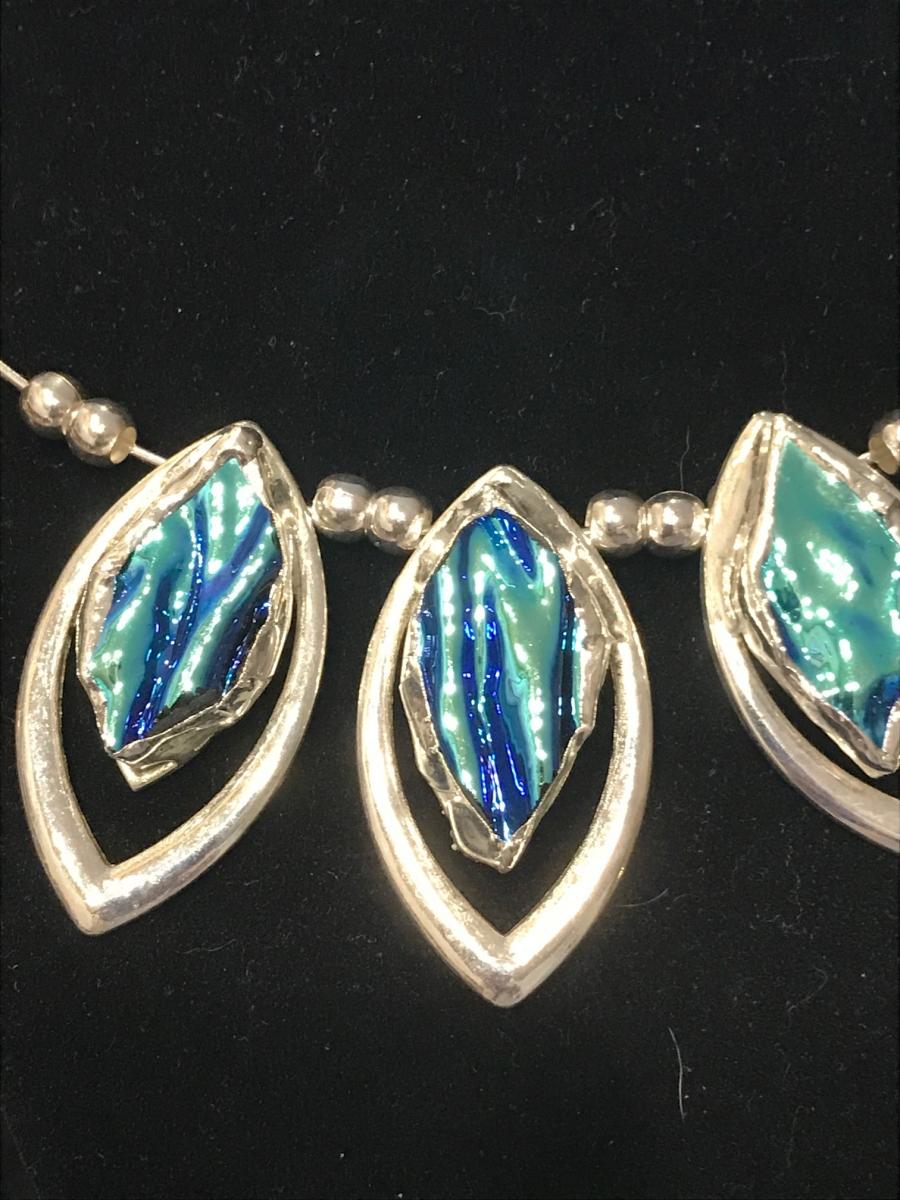 Necklace - Wire Design in Blue Petals picture