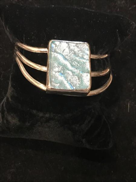 Bracelet - Cuff Design in Silver-Blue Stone