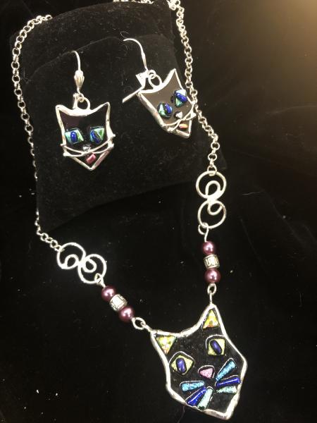 Kitty Cat Necklace and Earrings Set picture