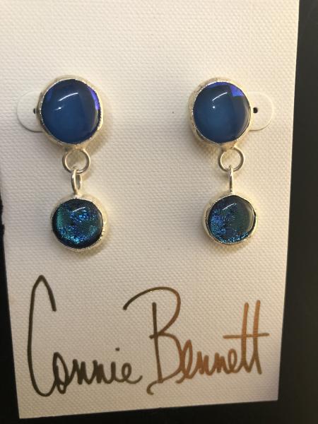 Two Stone Vivid Blue Dangle Earrings