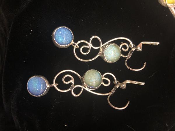Two Stone Dangle Earrings in Ocwean Colors