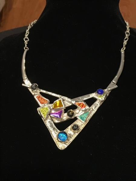 Necklace - Multi Color Abstract Tri Design