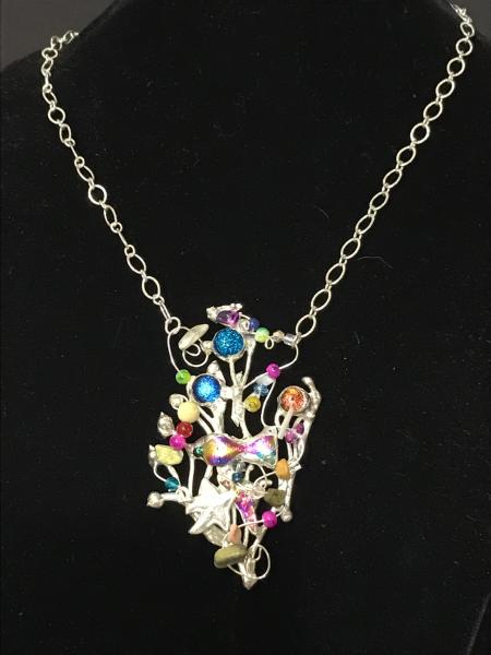 Necklace - Abstract Coral Design Multi Color