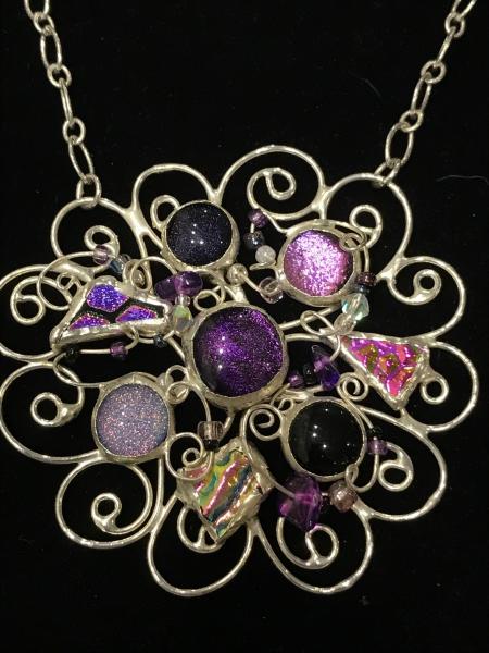 Necklace - Purple-Pinks Abstract Swirl picture