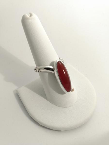 Long Red Carnelian V Ring