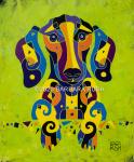 Jelly Bean the Infamous Colorful Dachshund – Original Painting