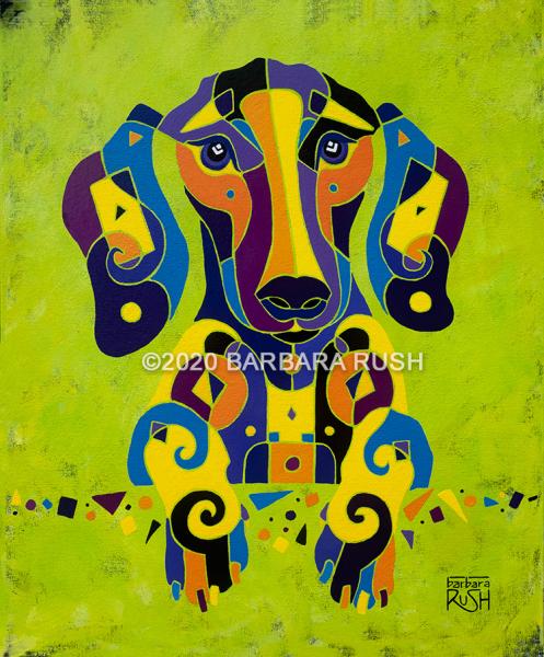 Jelly Bean the Infamous Colorful Dachshund – Original Painting