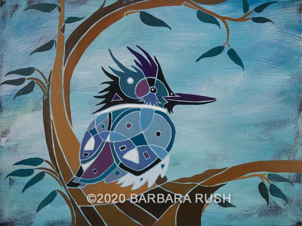 Kingfisher in Nook of Tree - Original Painting