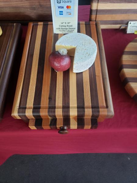 Multi-Wood Storage Drawer Cutting Board( specify oak, cherry, mahogany,  or walnut knife ) picture