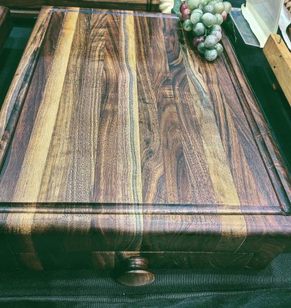 Black Walnut Storage Drawer Cutting Board ( comes with free bow knife specify oak, cherry, mahogany,  or black walnut in special instructions) picture