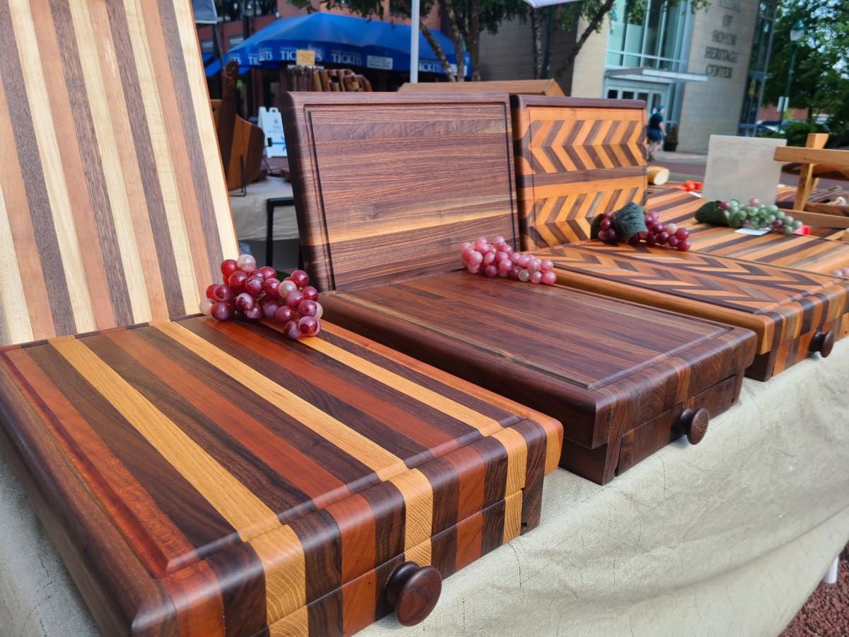 Multi-Wood Storage Drawer Cutting Board( specify oak, cherry, mahogany,  or walnut knife ) picture