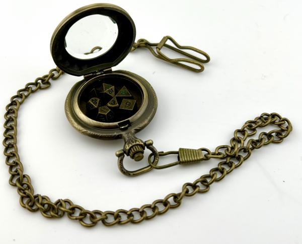 6mm Mini metal dice in Pocketwatch case picture
