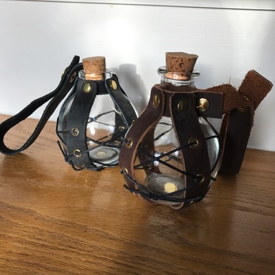 Leather and Glass Potion Flask
