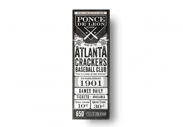 Atlanta Crackers Reproduction Ticket Sign-approx 38 x 11