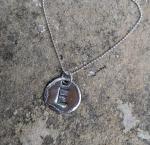 Hand Stamped Sterling Initial Disc